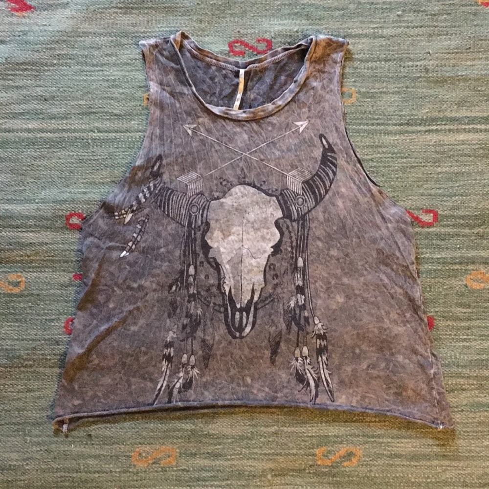 Cute cropped skull graphic tank